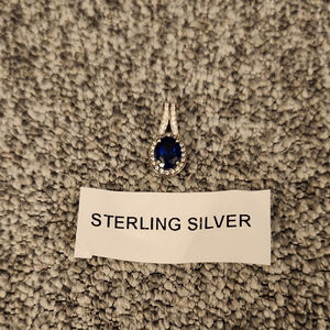 Elegant Sterling Silver Blue Pendant For A Necklace Chain Not Included